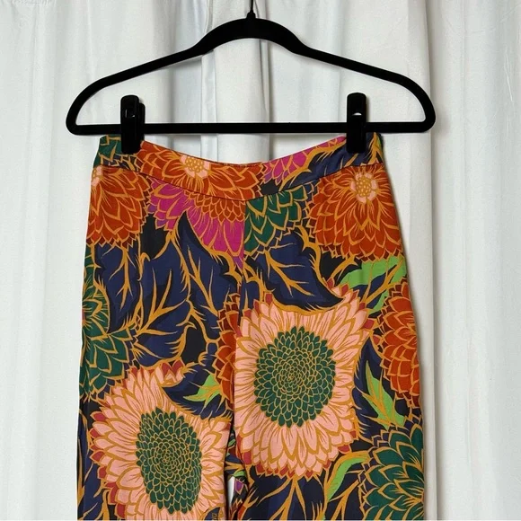 Farm Rio Vintage Garden Satin Flare Pants Womens Small NWT Luxe Boho - Picture 7 of 16